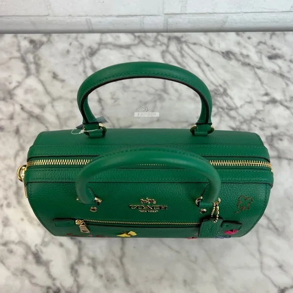 Coach Rowan Satchel With Diary Embroidery Green Multi - Picture 6 of 14